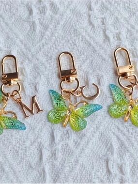 Butterfly initial keychains